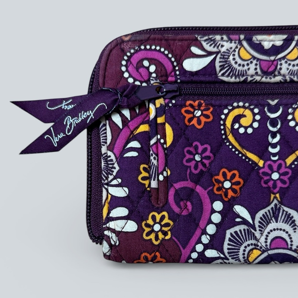 Vera Bradley Quilted Zip Around Wallet | Purple Floral - Picture 5 of 6